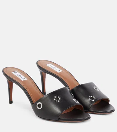 Alaïa Oeillets Embellished Leather Sandals In Black