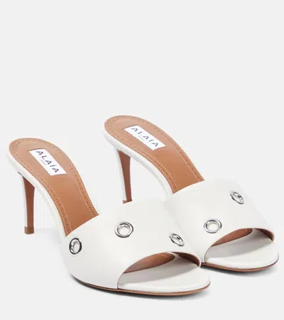 Alaïa Oeillets Embellished Leather Sandals In White