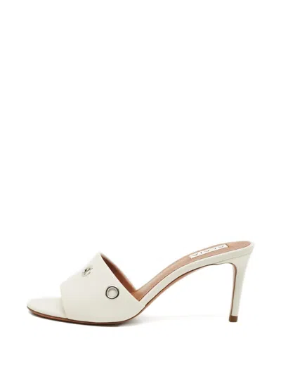 Pre-owned Alaïa Oeillets Leather Mules In White