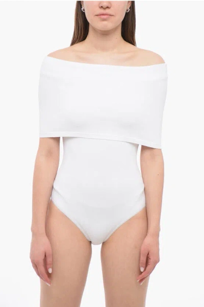 Alaïa Off-shoulder Body With Turn-up Detail In White