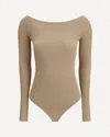 Alaïa Off-shoulder Bodysuit In Neutral