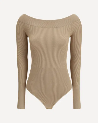 Alaïa Off-shoulder Bodysuit In Neutral