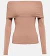 Alaïa Off-shoulder Jersey Top In Neutrals