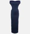 Alaïa Lurex Off-shoulder Gown In Blue