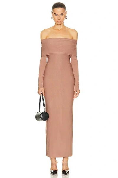 Alaïa Off The Shoulder Dress In Nude Ala?a