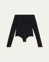 Alaïa Off-the-shoulder Long-sleeve Sculpting Bodysuit In Animal Print