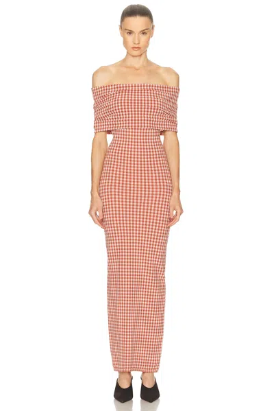 ALAÏA OFF THE SHOULDER MIDI DRESS
