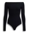 Alaïa Off-the-shoulder Long-sleeve Rib Bodysuit In Black