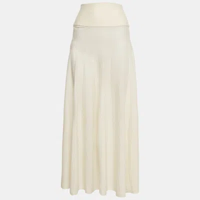 Pre-owned Alaïa Off-white Superfine Wool Knit Maxi Skirt M