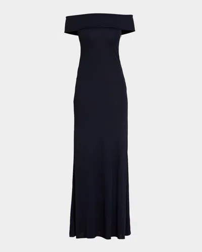 Alaïa Off-the-shoulder Jersey Bandeau Maxi Dress In Black
