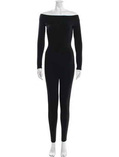 Pre-owned Alaïa Off-the-shoulder Jumpsuit In Black