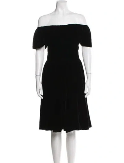 Pre-owned Alaïa Off-the-shoulder Midi Length Dress In Black