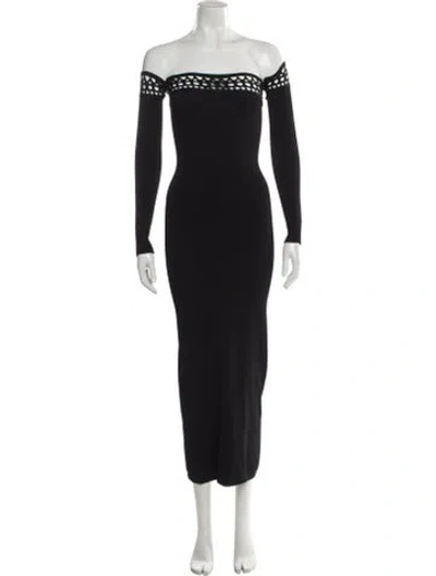 Pre-owned Alaïa Off-the-shoulder Midi Length Dress In Gray