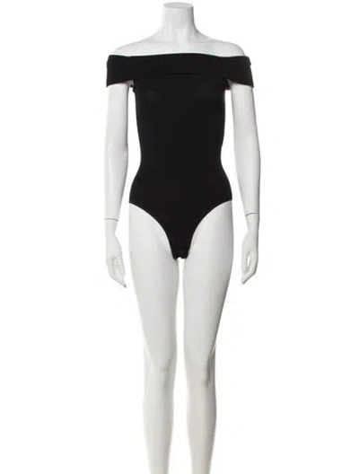 Pre-owned Alaïa Off-the-shoulder Sleeveless Bodysuit In Black