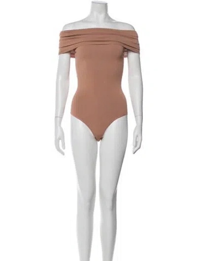 Pre-owned Alaïa Off-the-shoulder Sleeveless Bodysuit In Pink