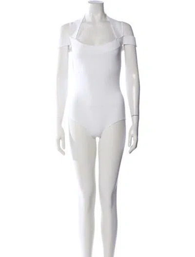 Pre-owned Alaïa Off-the-shoulder Sleeveless Bodysuit W/ Tags In White