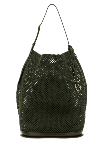 Alaïa Alaia Olive Green Mesh Large Hip Bucket Handbag