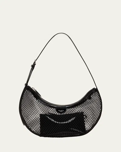 Alaïa One Piece Demi Perforated Shoulder Bag In Leather And Nylon In Black