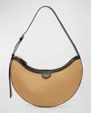 Alaïa One Piece Demi Shoulder Bag In Paper Straw And Leather In Naturel