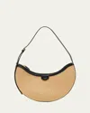 Alaïa One Piece Demi Shoulder Bag In Paper Straw And Leather In Naturel