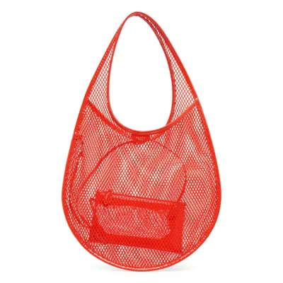 Alaïa One Piece Medium Red Mesh Bag In Orange