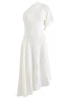 Alaïa White Asymmetrical Knit Dress In White