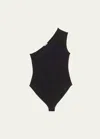 Alaïa One-shoulder Bodysuit In Noir Alaia