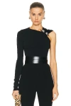 Alaïa One Shoulder Top In Noir Ala?a