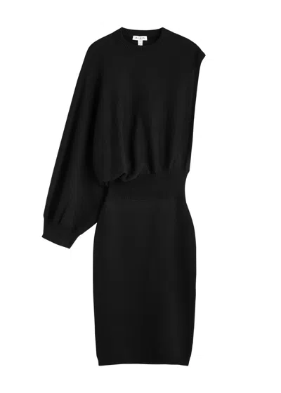Alaïa One-shoulder Wool Jumper Dress In Black