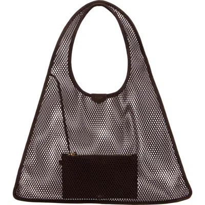 Alaïa One-piece Mesh & Suede Shoulder Bag In Black