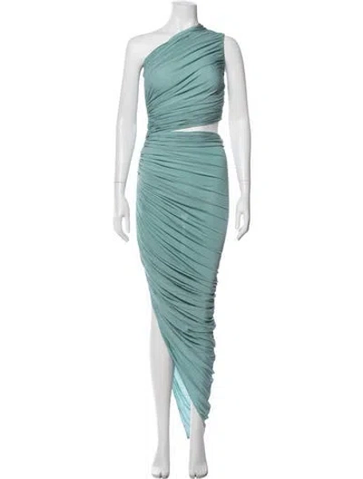 Pre-owned Alaïa One-shoulder Long Dress In Blue/green
