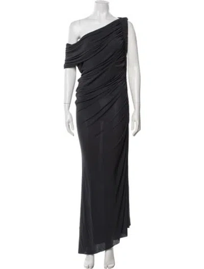 Pre-owned Alaïa One-shoulder Long Dress W/ Tags In Black