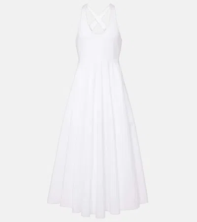 Alaïa Open-back Cotton Poplin Midi Dress In White