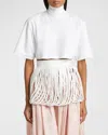 Alaïa Fringed High Waist Leather Belt In White