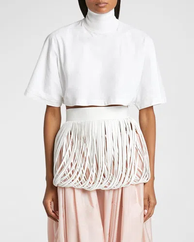 Alaïa Open Fringe Leather Belt In Blanc