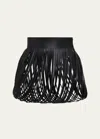 Alaïa Open Fringe Leather Belt In Noir Alaia
