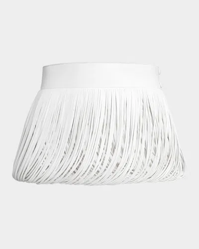 Alaïa Open Fringe Leather Skirt Belt In Blanc Nacre