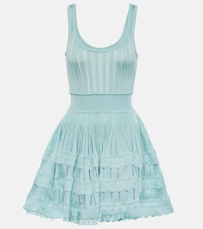 Alaïa Mixed Stitch Sleeveless Skater Dress In Menthe