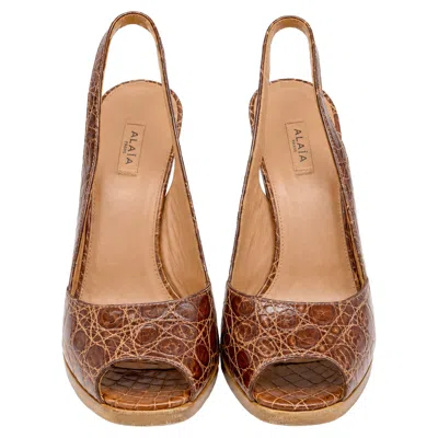 Alaïa Open Toe High Heels In Animal Print Leather In Multi
