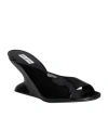 Alaïa Mules Wedge 75 Black Sandals In Black