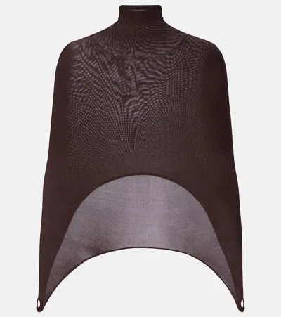 Alaïa Open-back Silk-blend Turtleneck Top In Brown
