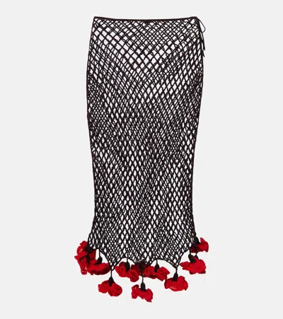 Alaïa Alaia Crochet Skirt Floral Crochet Knit In Black