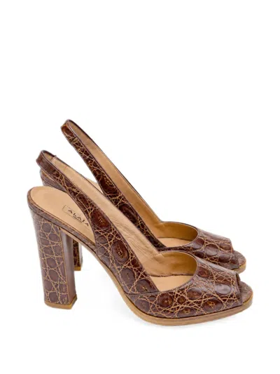 Pre-owned Alaïa Open-toe Slingback Pumps In Brown