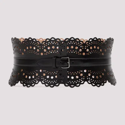Alaïa Black Openwork Leather Corset Belt