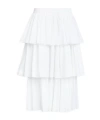 Alaïa Openwork Cotton Ruffle Skirt In White