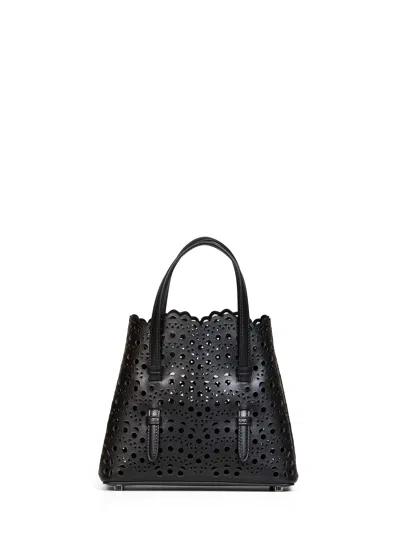 Alaïa Openwork Lambskin Tote Bag In Black
