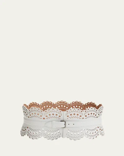 Alaïa Openwork Wide Leather Vienne Corset Belt In Multi