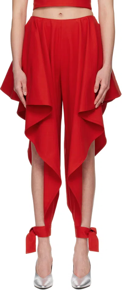 Alaïa Orange Panelled Cotton Trousers