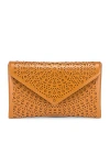 Alaïa Oum 20 Leather Laser Cut Clutch In Tan Clair