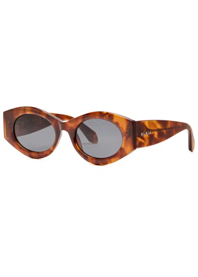 Alaïa Oval-frame Sunglasses In Brown Havana